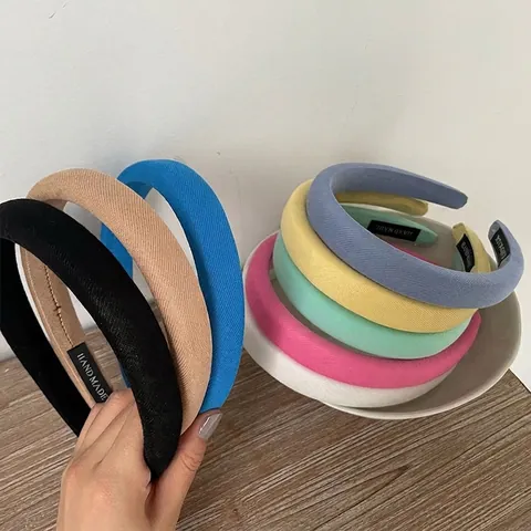 Cerchietto a Spugna Imbottito Retrò Francese per Donna Cerchietto in Tessuto a Sommità Cranica Alta Antiscivolo Moda Fatto a Mano Accessori per Capelli