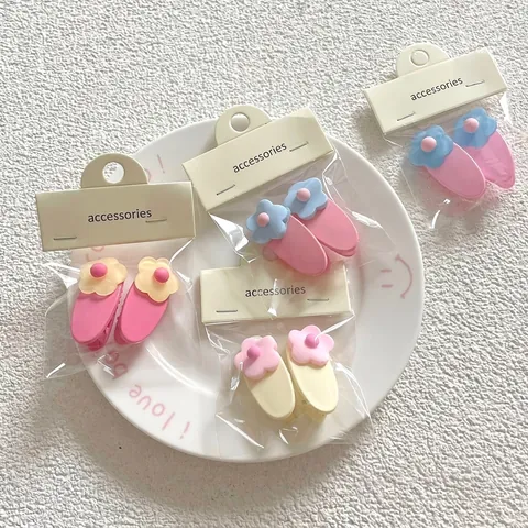 Fermagli per Capelli a Becco d'Anatra con Fiori in Acrilico Dolci Spille Laterali Floreali Accessori per Capelli Moda per Donne Ragazze