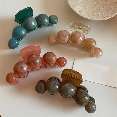 Elegante Molletta per Capelli in Acrilico con Motivo Marmorizzato Sfera per Donna Moda Grande Clip a Squalo Accessori Capelli