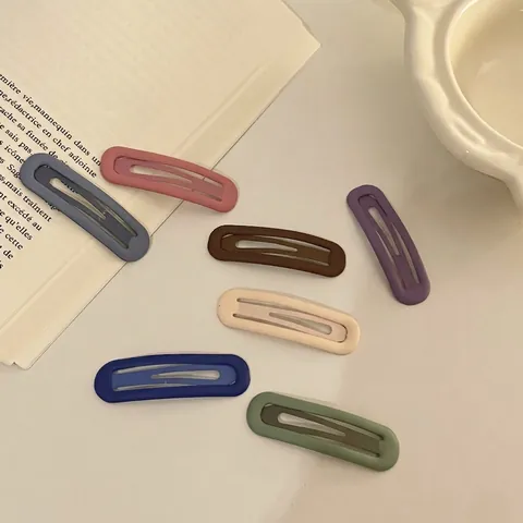 Pinzas para el Pelo Color Morandi Mate para Mujer Acrílico Hueco Ovalado BB Clip Moda Simple Color Neutro Horquilla