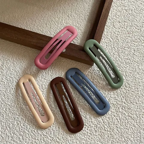 Pinzas para el Pelo Color Morandi Mate para Mujer Acrílico Hueco Ovalado BB Clip Moda Simple Color Neutro Horquilla