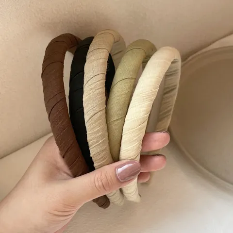 Korean Style Morandi Color Wide Edge Fabric Wrapped Headband Handmade Twill Texture Hair Band For Women Fashion Hair Accessories