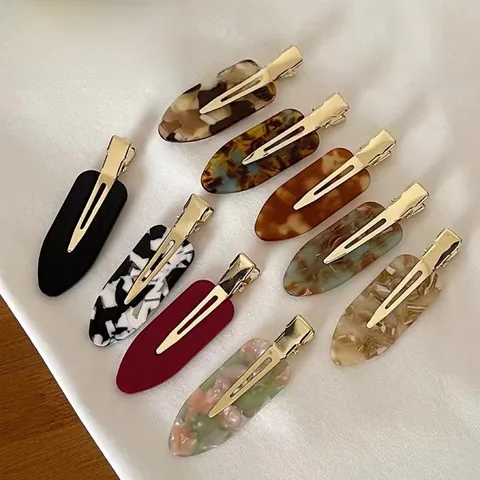 Vintage Marmormuster Acryl Entenschnabel Haarklammer Für Damen Mode Geometrisch Schildpatt Seitenclip Haarschmuck