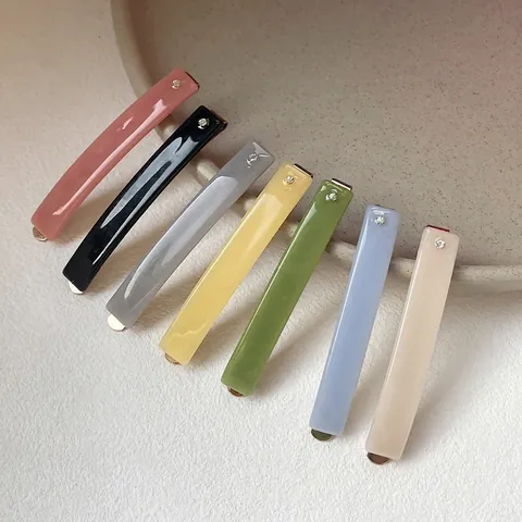 Sweet Acrylic Rectangle Hair Clips With Rhinestones Korean Ins Style Morandi Colors Hair Barrettes For Women Hair Accessories