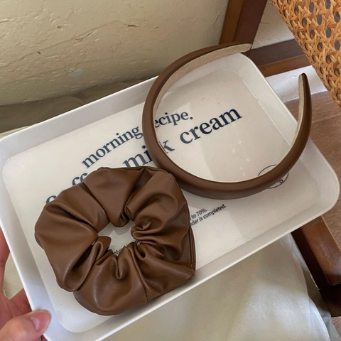Ensemble de Choucou Rétro Imprimé Léopard Marron Kaki Bandeau en Tissu Mode Élastiques Cheveux Élégants Pour Femmes Accessoires Quotidien