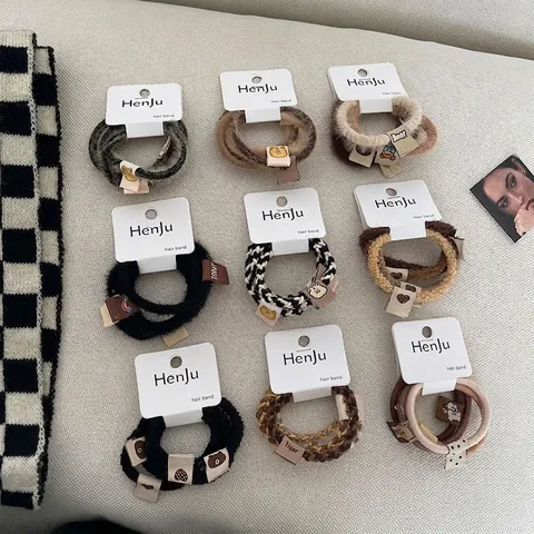 Koreanischer Stil Herbst Winter Plüsch Haargummis Weiche Haarbänder Für Damen Mädchen Süße Elastische Pferdeschwanzhalter Kopfschmuck