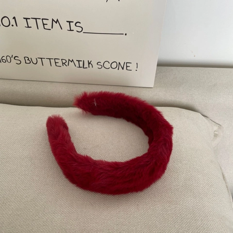Women Sweet Plush Cloth Headband Wide Brim Winter Autumn Hair Hoop Thickened Faux Rabbit Fur High Top Headband Hair Accessories