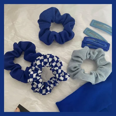 Fermaglio per Capelli in Tessuto Opaco Blu Klein Dolce Stile Coreano Design Francese Fermaglio Laterale Accessori Capelli Donna
