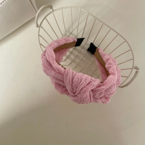 Koreanischer INS Stil Rosa Serie Breites Stirnband Gestreiftes Karo Tweed Stoff Haarband Für Damen Süßer Modeschmuck