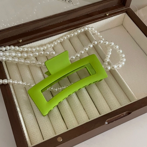Stile Coreano Molletta per Capelli Grande in Metallo Verde Geometrico Quadrato Opaco Galvanizzato Accessori per Capelli Donna