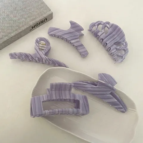 Französischer Stil Lila Marmortextur Acetat Geometrische Haarklammer Minimalistisch Großer Haarschmuck Für Damen Schmuck