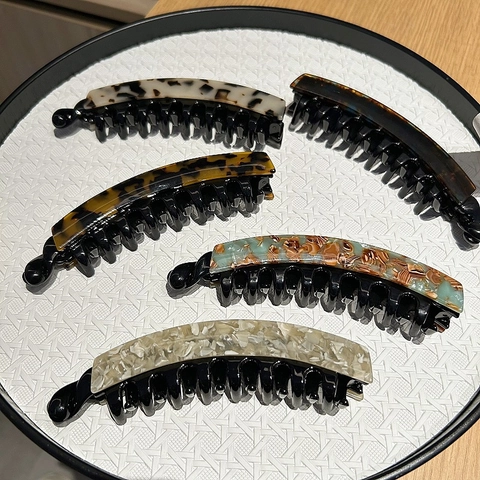 Damen Acetat Bananen Haarspange Koreanischer Stil Leopardenmuster Schildpatt Ponytail Halter Haarschmuck Für Das Tägliche Styling