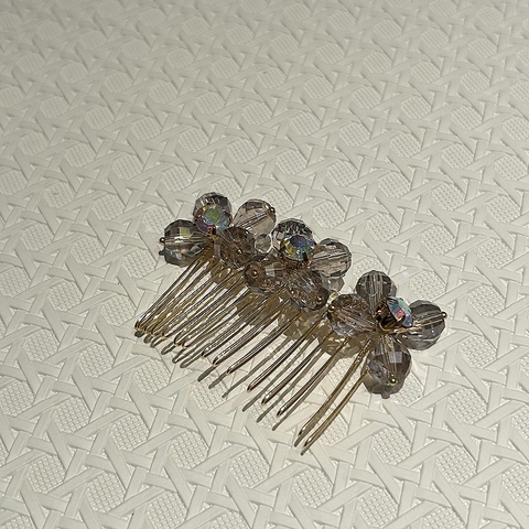 Vintage Gold Legierung Haarkamm Mit Grauer Kristall Blume Strass Eleganter Seitenhaarstecker Für Damen Hochzeit Party Schmuck
