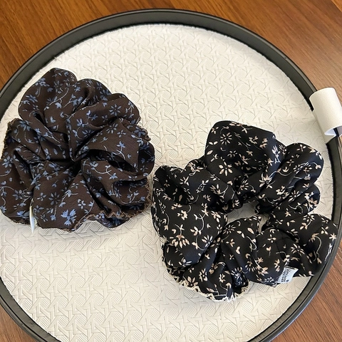 Vintage Blumenmuster Stoff Scrunchies Hohe Elastizität Große Haargummi Für Damen Süße Blumenmuster Haarbänder Accessoire