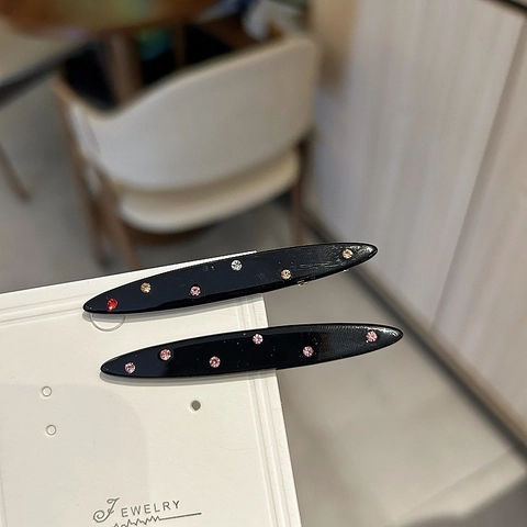 Barrette à Cheveux Bec de Canard en Acétate avec Strass pour Femme Motif Marbre Épingles à Cheveux en Cristal Coloré Accessoires Cheveux