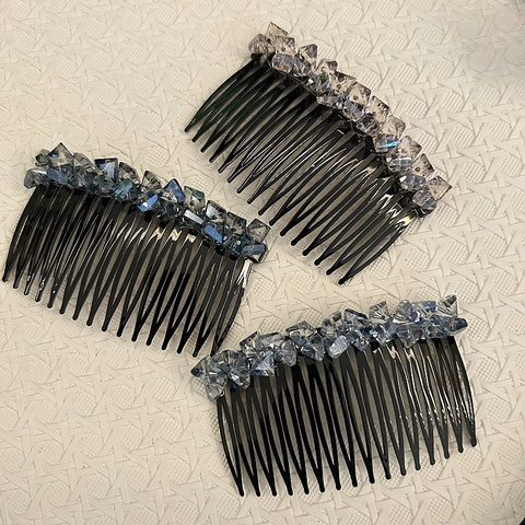 Peine de Acrílico Vintage con Cristales Artificiales para Mujer Elegante Peine Geométrico para el Cabello Accesorios para Bodas