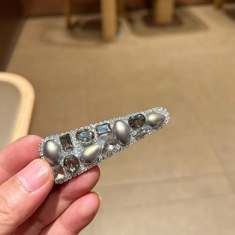 Fermaglio per Capelli in Lega con Perle Artificiali e Strass Stile Coreano Elegante Clip BB Fatta a Mano per Donna