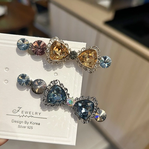 Pinza para el Pelo Vintage con Lazo y Diamantes de Imitación Clip Lateral de Pico de Pato de Lujo Accesorio para el Cabello Mujer