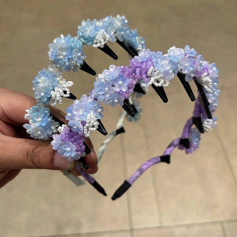 Diadema de Flores Con Cuentas de Cristal Estilo Coreano Hecha a Mano Con Peine Antideslizante Accesorio de Moda Para el Cabello