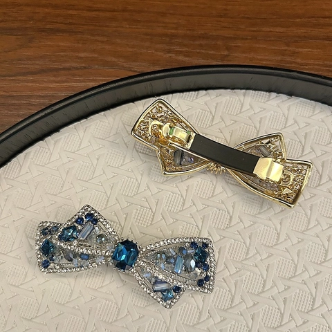 Pinza de Pelo de Lazo Estilo Coreano Elegante Aleación Diamante de Imitación Cristal Clip de Resorte Accesorios para el Cabello Mujer
