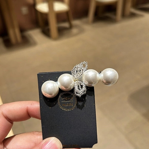 Fermaglio per Capelli in Stile Coreano con Perle Artificiali e Strass Dolce Fiocco Fiore Fermaglio Elegante Fatto a Mano Donna
