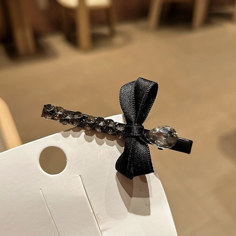 Fermaglio per Capelli con Fiocco in Velluto Francese Vintage Strass Elegante Fatto a Mano in Lega a Becco d'Anatra per Donna