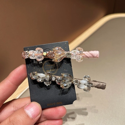 Fermaglio per Capelli a Becco di Corvo con Strass in Cristallo Vintage per Donna Fermaglio in Raso Fatto a Mano Eleganti Accessori per Capelli da Festa