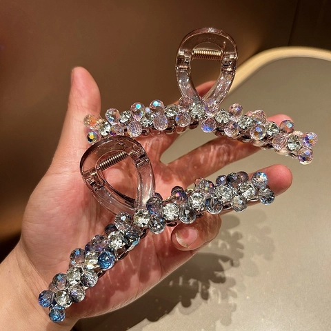 Elegante Luxe Strass Haarklem Grote Hars Haarclip Glitter Kristal Handgemaakte Haaraccessoires Voor Vrouwen Dik Haar Styling Tool