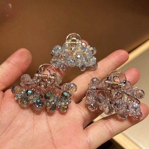 Eleganter Kristallperlen Mini Haarklammer Für Damen Koreanischer Stil Verlauf Glasperlen Haarnadel Kleiner Haarschmuck