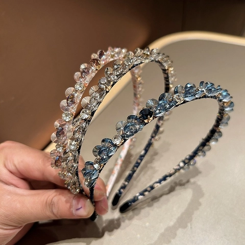 Diadema de Cristal con Diamantes de Imitación Vintage Hecha a Mano para Mujer Diadema de Lujo Envuelta en Tela Estilo Bosque