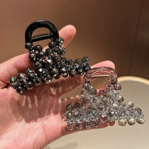 Elegante Molla per Capelli in Cristallo Artificiale per Donna Fatta a Mano con Perline di Strass Accessorio per Capelli alla Moda