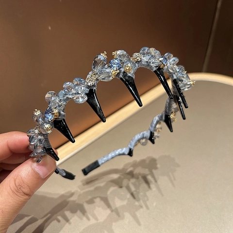 Luxe Kunstmatig Kristal Kralen Haarband Met Haarkam Tanden Handgemaakte Stof Omwikkelde Haarring Elegante Dames Haaraccessoires
