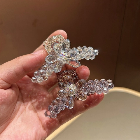 Elegante Pinza per Capelli a Fiore in Cristallo Artificiale per Donna Accessori per Capelli in Strass Intrecciati a Mano
