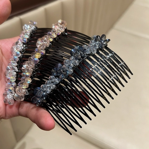 Koreanische Mode Acryl Facettierte Perle Haarkamm Für Damen Elegant Handgefertigt Irisierend Strass Haareinsatz Kopfschmuck