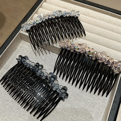 Koreanische Mode Acryl Facettierte Perle Haarkamm Für Damen Elegant Handgefertigt Irisierend Strass Haareinsatz Kopfschmuck