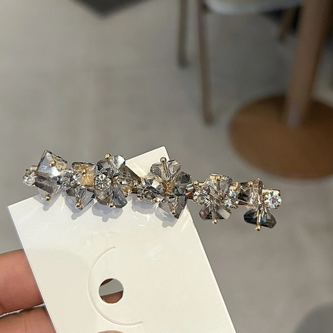 Vintage Crystal Rhinestone Hair Clip Elegant Geometric Flower Duckbill Clamp Luxury Hair Jewelry For Women Daily Party Accessoires