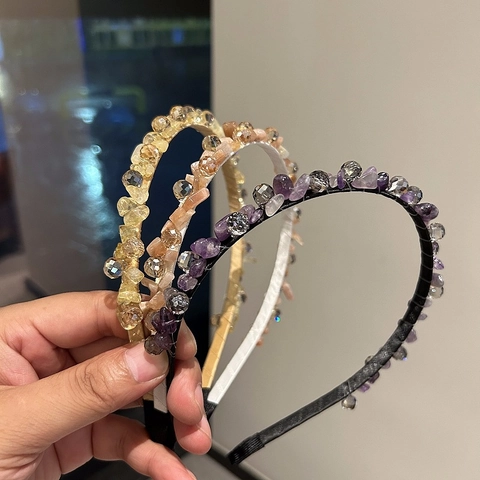 Cerchietto Fatto a Mano in Cristallo Artificiale per Donna Elegante Cerchietto con Pietre Triturate Accessori Capelli Bohemian