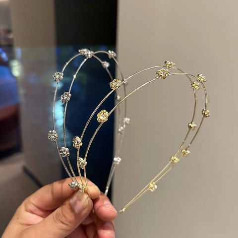Elegante Cerchietto Multistrato in Lega con Künstliche Perle e Fiori per Donna Strass Accessori Capelli Sposa Matrimonio Cerchietto Oro Argento