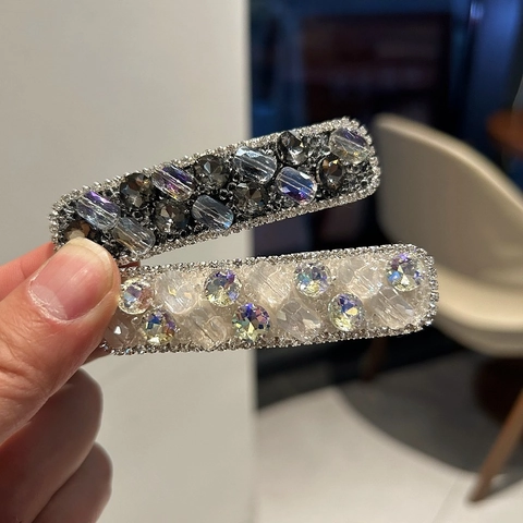 Barrette à Cheveux Rectangulaire en Strass de Style Coréen pour Femmes Clip BB en Cristal Géométrique Accessoires en Alliage