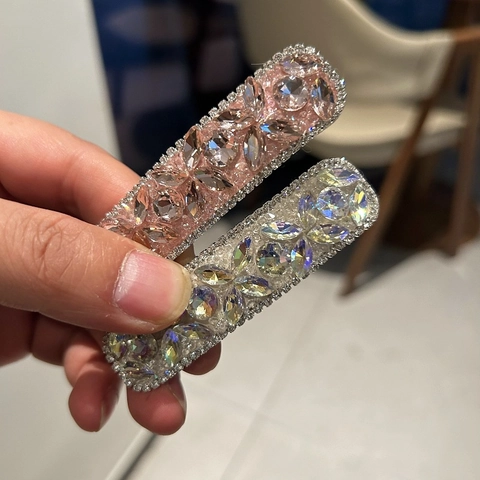 Elegante Pasador de Pelo de Corazón de Aleación de Strass Estilo Coreano Rectángulo Brillante BB Clip Lateral para Mujer Accesorios de Pelo de Moda