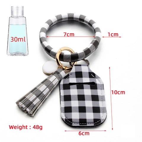 Portable PU Leather Wristlet Keychain With Bottle Holder Sleeve Tassel Printed Bottle Cover For Travel Women Accessory