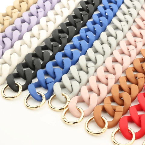 Matte Acrylic Chunky Chain Bag Strap Macaron Colors Replacement Handle DIY Phone Accessory With Gold Rings For Women