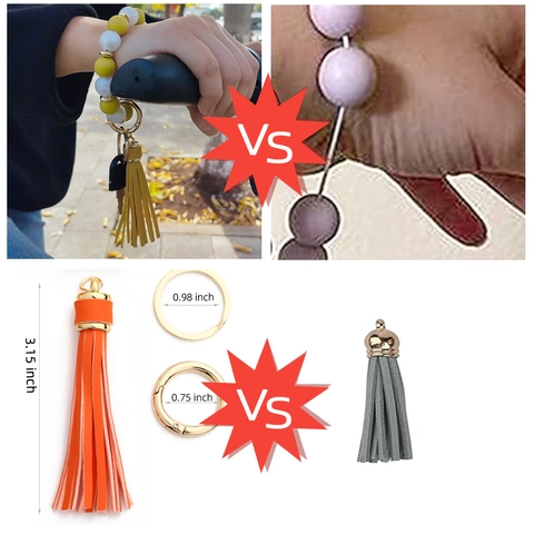 Llavero de Muñeca de Cuentas de Silicona Con Borla Patrón de Mármol Pulsera Elástica Llavero para Mujer Correa de Muñeca