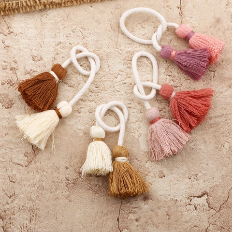 Pendentif à Gland à Double Tête en Fil de Coton Fait Main pour Sacs Décoration de Maison Style Boho Accessoires de Bricolage