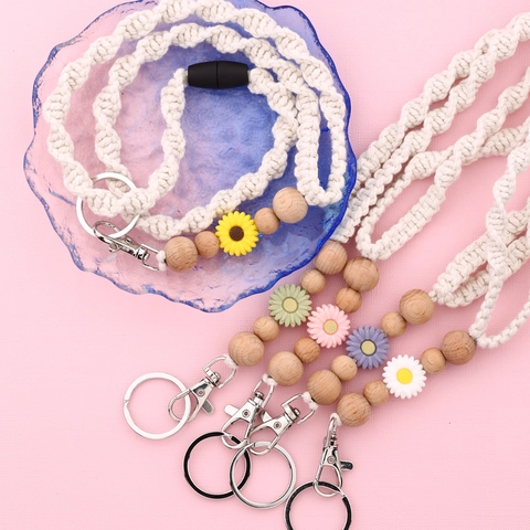 Cordino In Cotone Intrecciato A Mano Con Ciondoli A Margherita Girasole Tracolla Per Borsa Boho Per Telefono Chiavi Donna