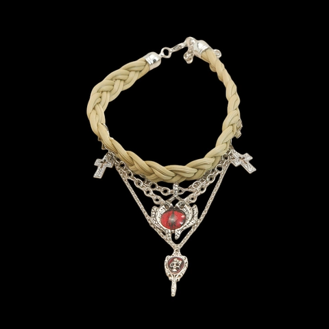 Gothic Punk Multilayer Choker Necklace Alloy PU Leather Braided Craft Cross Evil Eye Skull Pendant Dark Style Jewelry Women