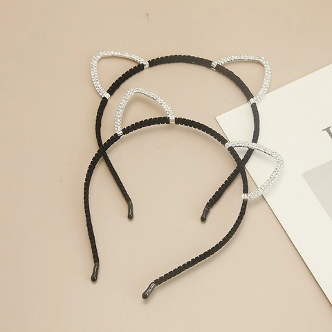 Cerchietto con Orecchie di Gatto in Strass Stile Coreano Minimalista in Lega per Donne Ragazze Accessori per Capelli Festa