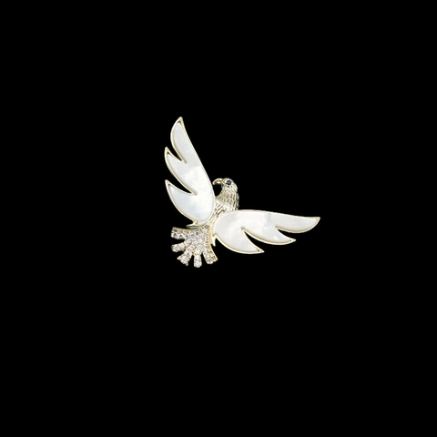 Elegante Kupfer Natürliche Muschel Adler Brosche Strass Eingelegt Vogelform Brustnadel Für Damen Anzug Mantel Schmuck Geschenk