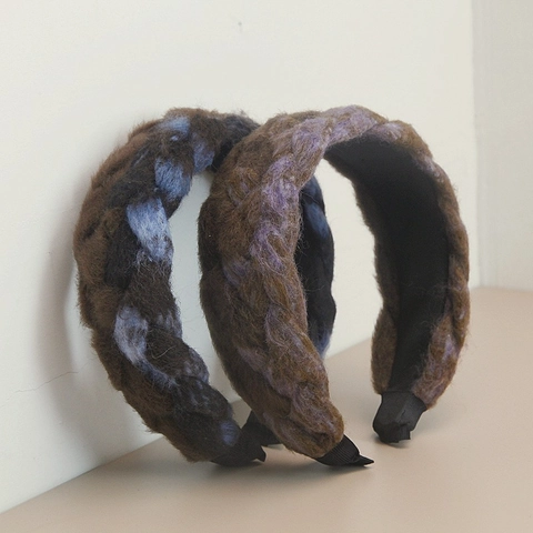 Bohemian Braided Woolen Yarn Headband For Women Autumn Winter Thickened Twisted Hair Band Retro Fashion Hair Accessories
