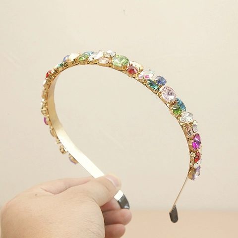 Cerchietto Barocco Vintage in Lega con Strass per Donna Fascia per Capelli in Cristallo Colorato Trasparente Accessori Capelli